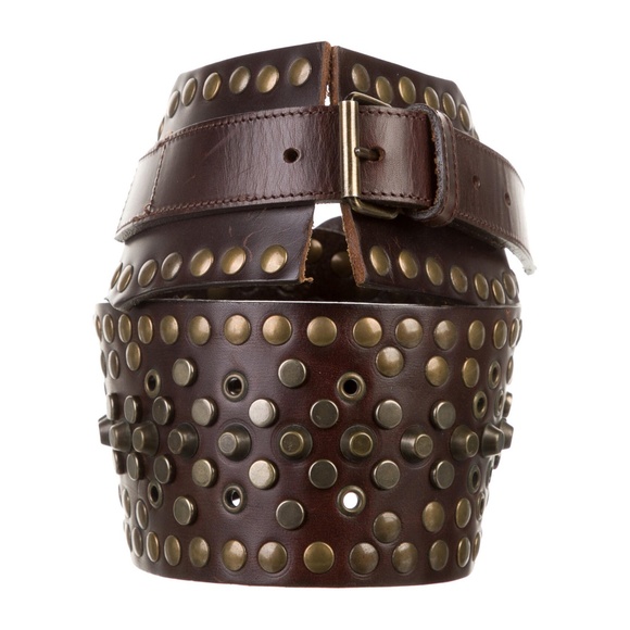 Dolce & Gabbana Vintage Brown Wide Rivet Belt - Picture 1 of 2